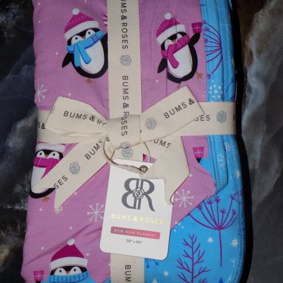 BUMS & ROSES WADDLE I DO WITHOUT YOU BUM BUM BLANKET 50" X 50" NEW - Picture 2 of 3